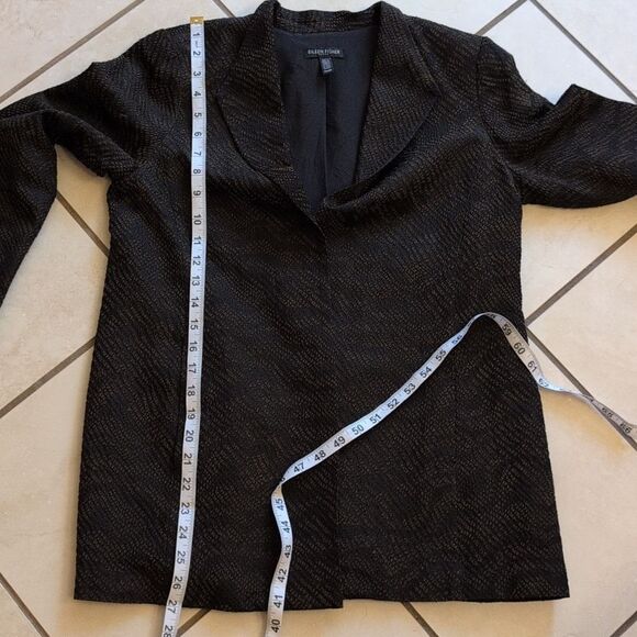 Eileen Fisher High Collar Jacket Silk Blend Jacquard Wave Size Brown Petite S - Picture 9 of 12
